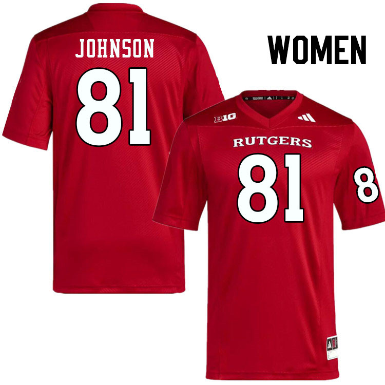 Women #81 Deondre Johnson Rutgers Scarlet Knights 2024 College Football Jerseys Stitched-Scarlet